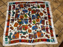 Foulard in seta satinata 👌gatti colorati, cuore 53/53