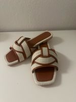 Neuwertige Damen Sandalen Gr. 37 Beige/Braun Sommer Panto