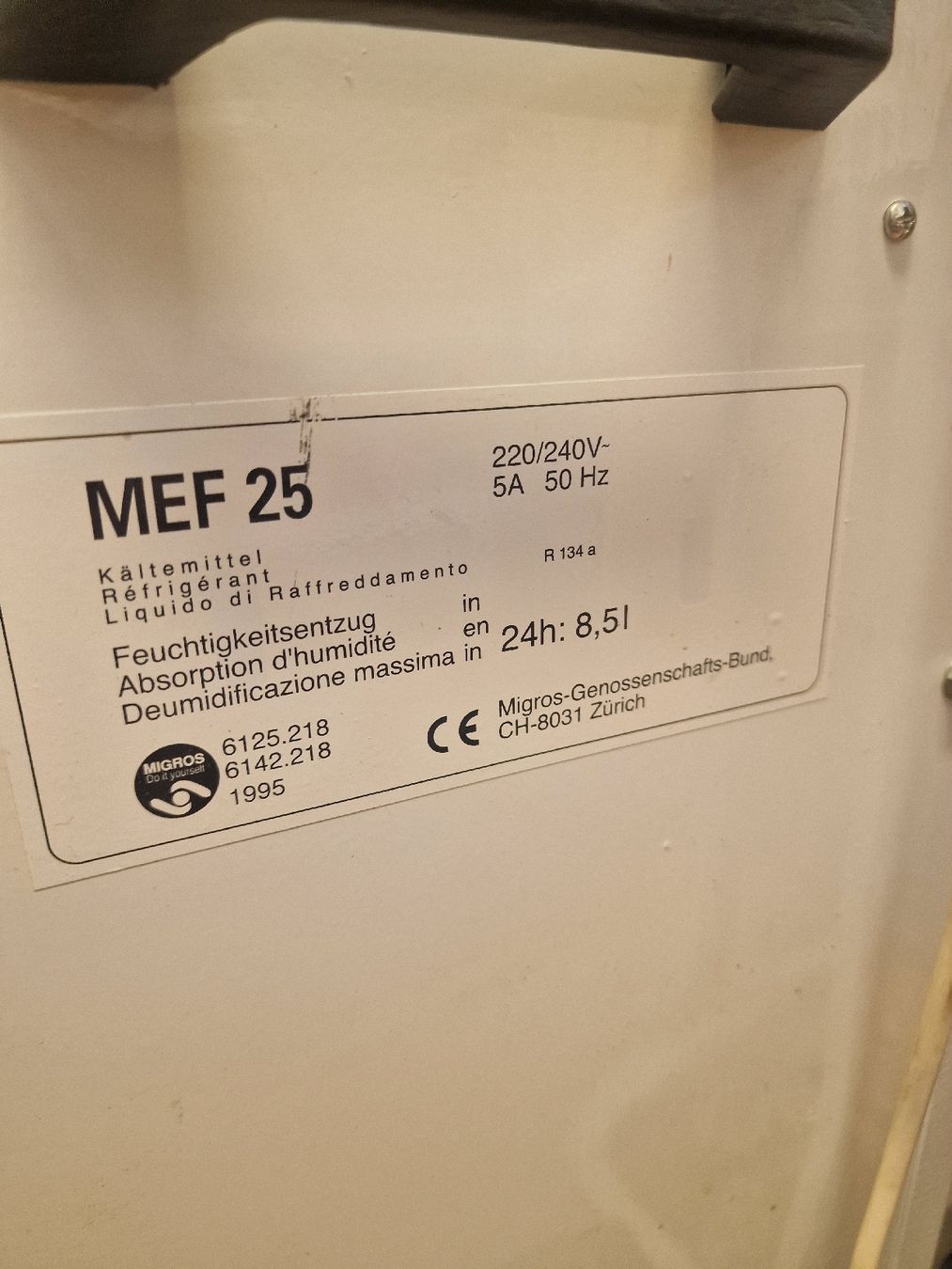 Luftentfeuchter: MEF 25 leistungsstarker Luftentfeuchter, 10L – Gebraucht aus BERN von Intarsia 1