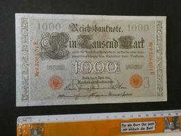 Dt. Reich 1910, 1000 Mark - Pick 44b, ungefaltet