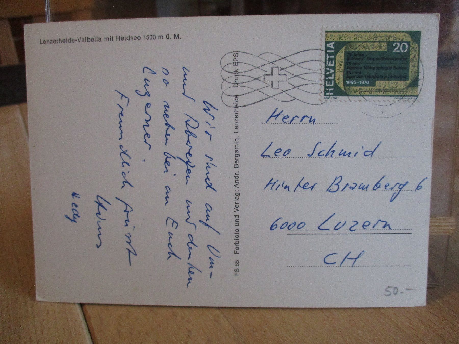 Cartoline postali: Lenzerheide Valbella Heidsee Postkarte  1 – Usato da Felsberg venduto da sanwill 1