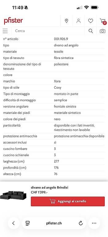 Pfister Divani: DIVANO PFISTER BRINDISI XORA – Usato da Minusio venduto da esp_yr7k 1