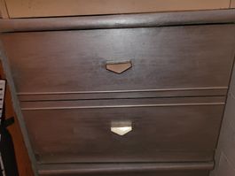 Antike Kommode, Holz, Silber-Look, Vintage Chic, Top!