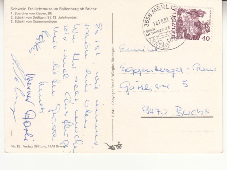 Cartes postales: Ballenberg 1981 – D'occasion à Bürglen TG par StampGraf 1