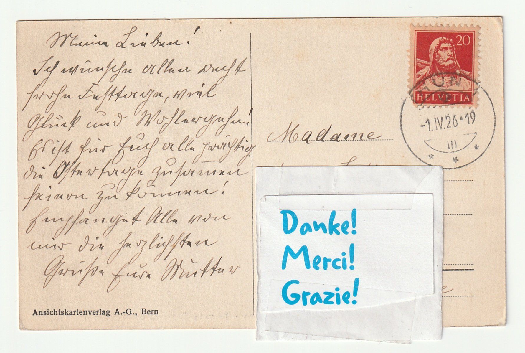 Ansichtskarten: Postkarte 1926 Thun - Schloss mit Stockhorn, Bern – Gebraucht aus St. Gallen von Ricardo_Deals 1