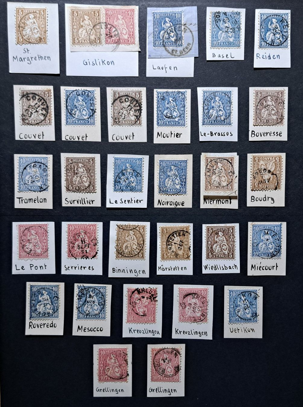 Alle Briefmarken: Lot Sitzende Helvetia mit Einkreisstempel – Gebraucht aus Unterägeri von PhilatelieStudiger