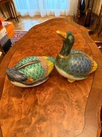 Lot de 2 canards décoratifs en céramique peinte