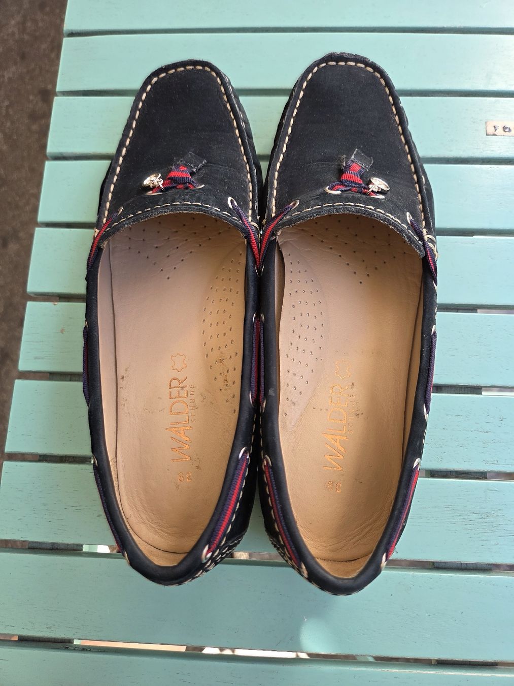 Walder Scarpe da donna: Walder Leder Mokassins Gr. 39 Dunkelblau – Usato da Bern venduto da -Aniko- 4