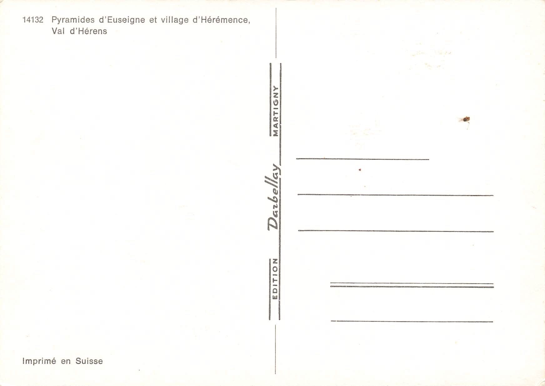 Cartoline postali: Pyramides euseigne et village heremence val herens Postbus – Usato da Biasca venduto da Blenio71 1