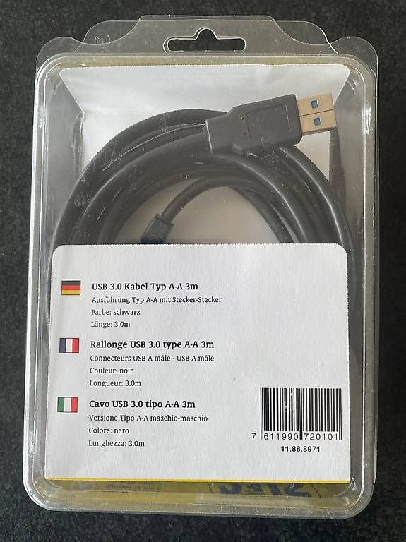 Cavi: NEU & ungeöffnet: USB 3.0 Kabel A-A, 3 m – Usato da Niederrohrdorf venduto da S056 1