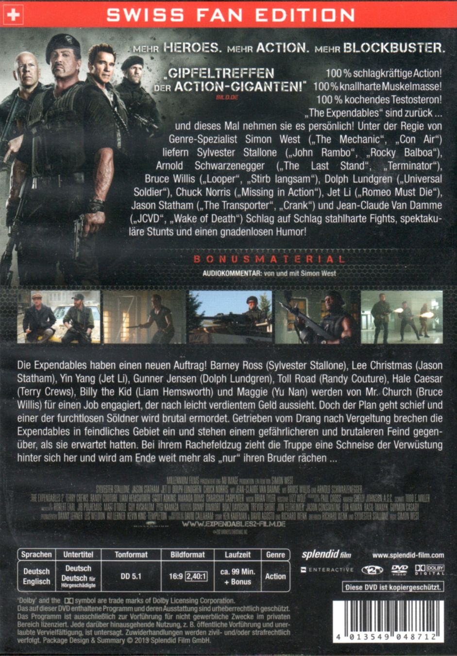Tutti i DVDs: DVD: The Expendables 2 (mit Sylvester Stallone) – Usato da Tägerig venduto da fil_f8k6 1