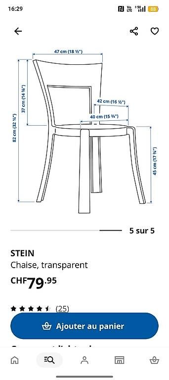 Chaises: 4 chaises Ikea Stein transparentes – D'occasion à Brügg BE par mari71 1