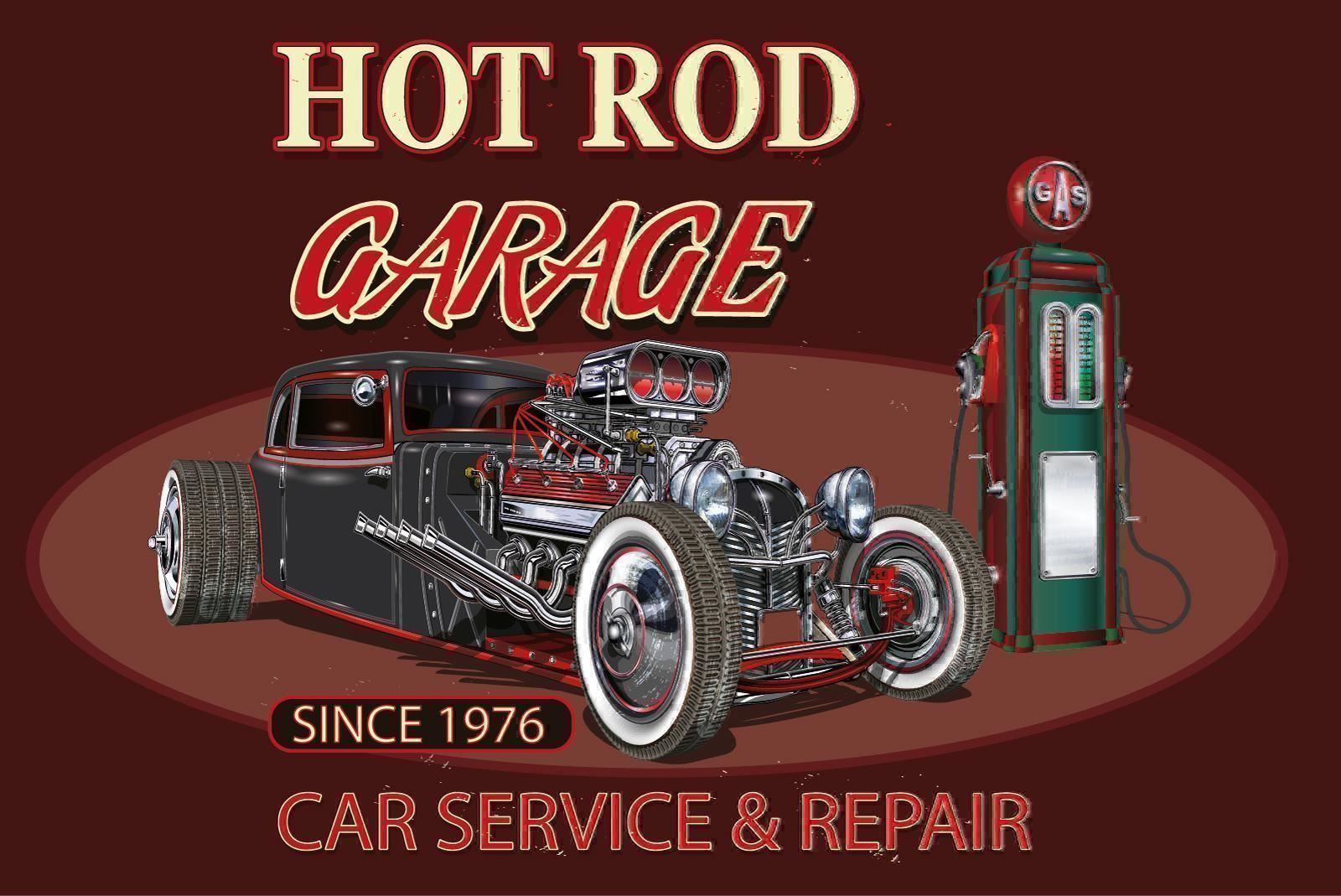 Schilder: Blechschild-HOT ROD GARAGE SINCE 1976 – Neu und originalverpackt aus Rupperswil von big-one-sale