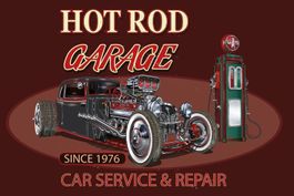 Blechschild-HOT ROD GARAGE SINCE 1976