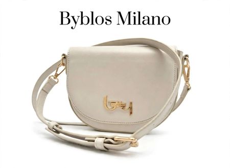 Tasche "Byblos" Beige Kunstleder Goldkette Satin NEU