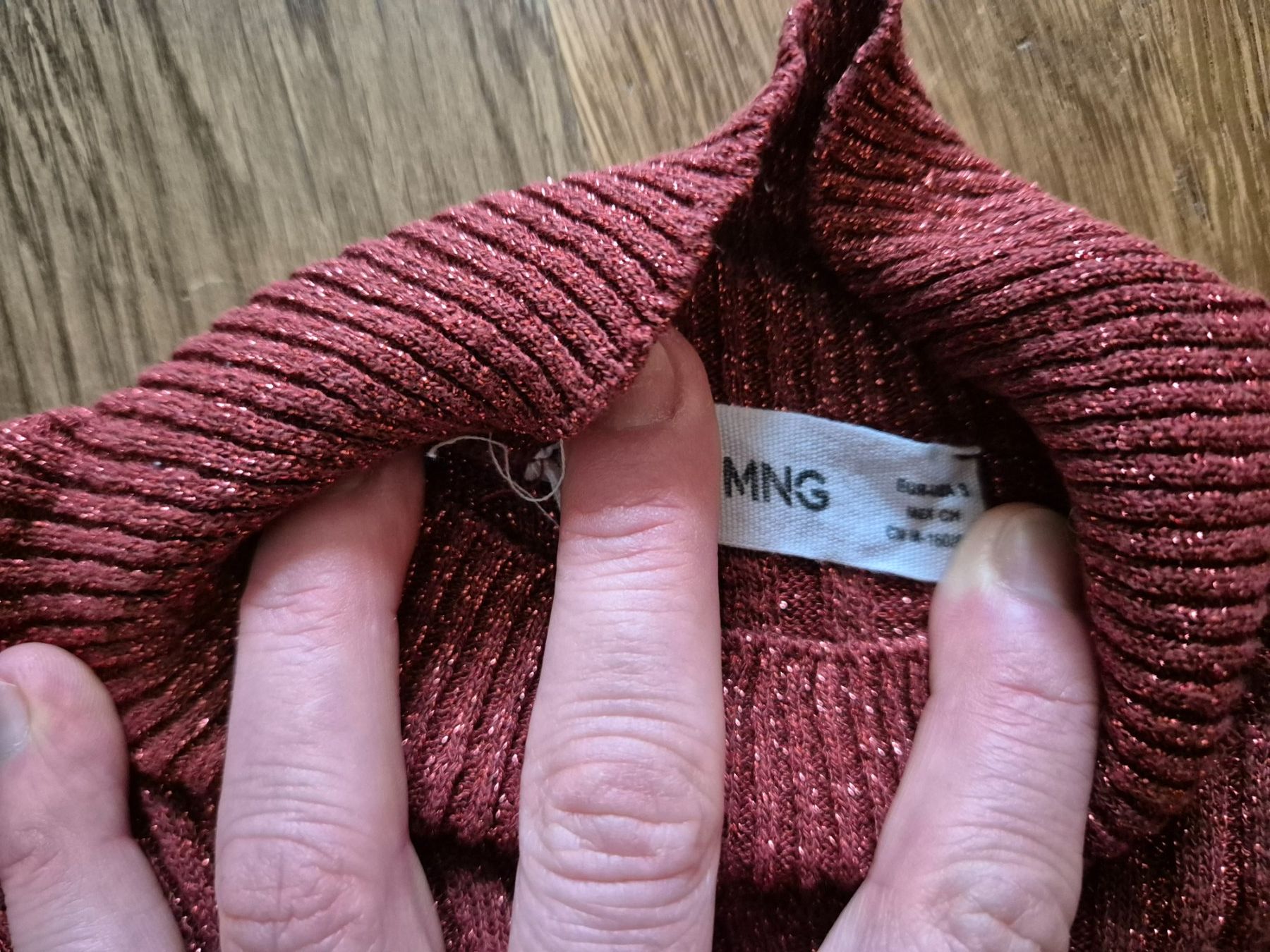 Mango Top: Copper shiny long sleeve top from Mango size S/M – Usato da Zürich venduto da monadiederich 1