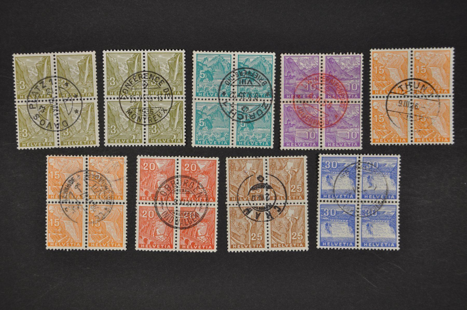 Tutti i francobolli: 194-200 Viererblock gestempelt – Usato da Wolfhalden venduto da Zinauktion