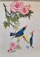 Vögel & Rosen Bild - Frühlings Deko - Vintage Scherenschnitt