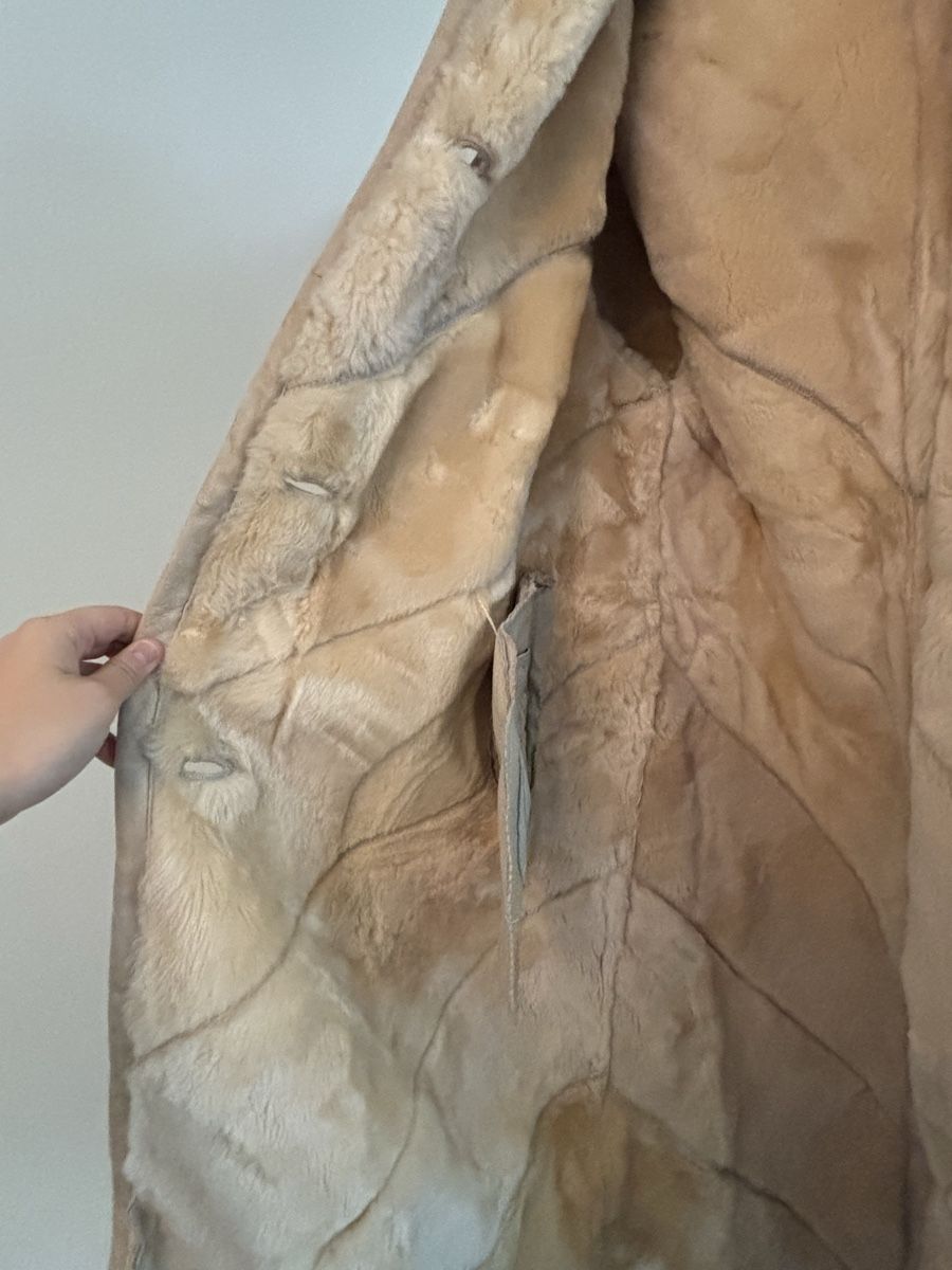 Cappotti: Vintage Genuine Leather Style Shearling Coat Beige – Usato da Zürich venduto da dor_7gyk 3