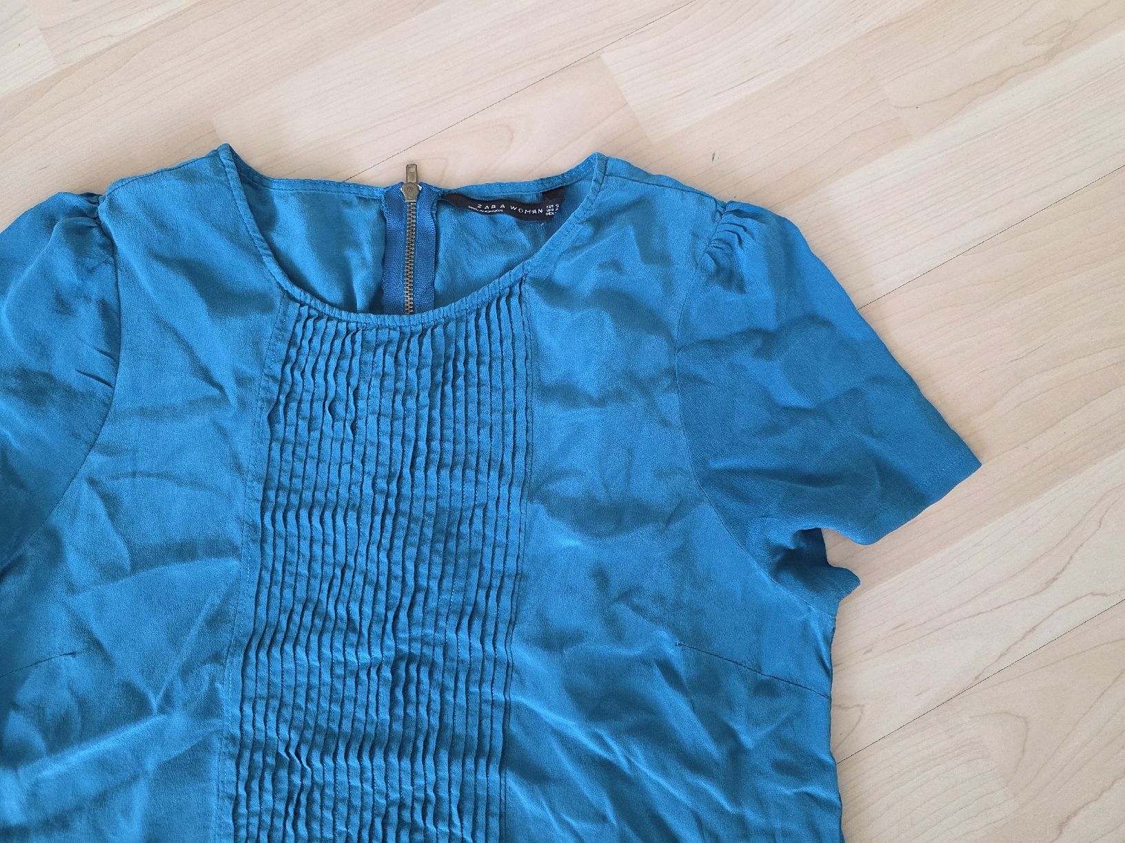 Zara Camicette: Seidenbluse von Zara, petrolfarbig, S/M – Usato da Suhr venduto da andreas_2008 1