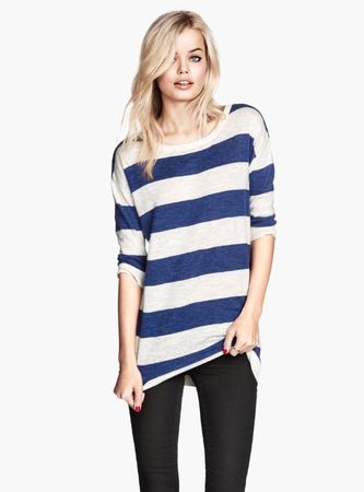 🤩MANGO LANGARM T-SHIRT BLAU-WEISS GESTREIFT NEU