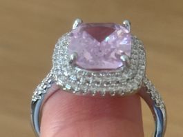 Luxus Elegante Gr.18/8 Ring Farbe: Silber/Rosa Zirkonia