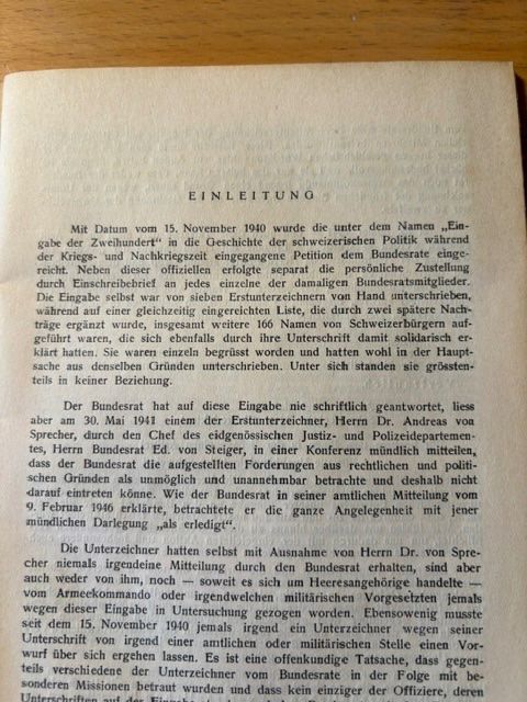 Libri: "Die Eingabe der 200".  Zürich 1946 – Usato da Seon venduto da retep012 4
