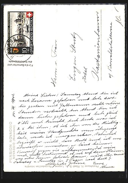 Cartoline postali: Novaggio /Malcantone, Pension Navaggio – Usato da Berlin venduto da bartko-reher 1