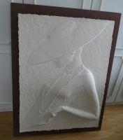 Wandbild Frau mit Hut 3D Relief Bild Vintage Deko gross