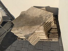 Travertin-Natursteinplatten 80 × 80 × 3 cm – ca. 9 m²