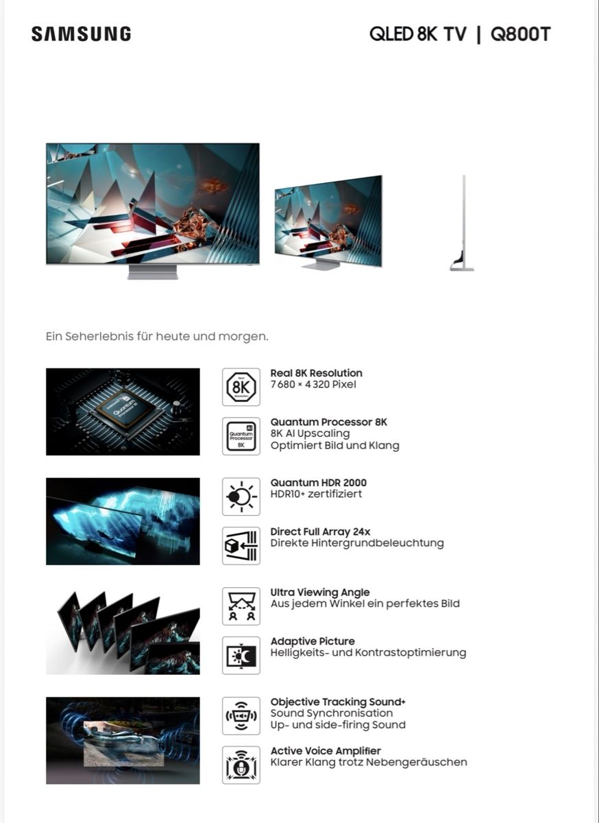 Samsung Televisori: Samsung QE65Q800T 65", QLED, 8K – Difettoso da Winterthur venduto da Paste2 4