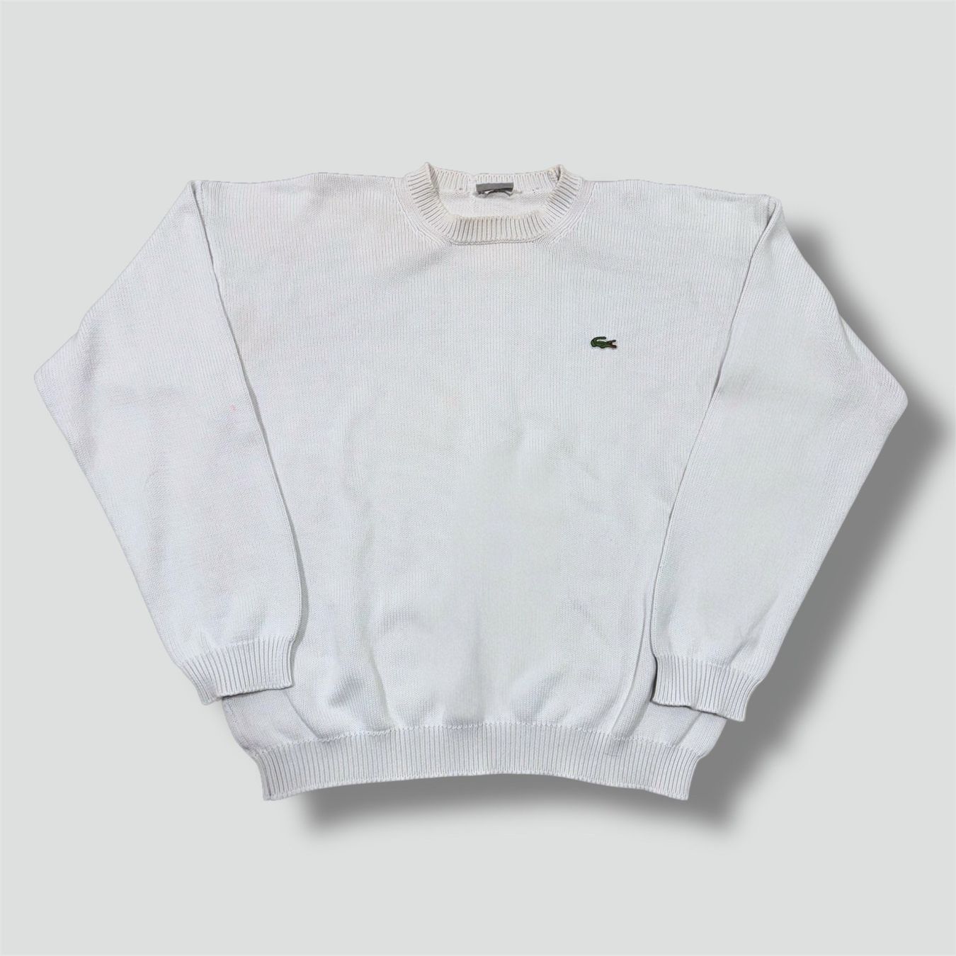 Lacoste Maglioni & Felpe: Lacoste vintage white knitted sweatshirt 00s strickpullover – Usato da St. Gallen venduto da sourced_limited