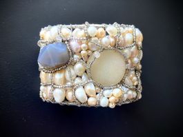 Vintage Armreif mit Süsswasserperlen und Edelsteinen ✨