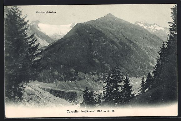 Ansichtskarten: Curaglia, Ortsansicht mit Medelsergletsc – Gebraucht aus Berlin von bartko-reher