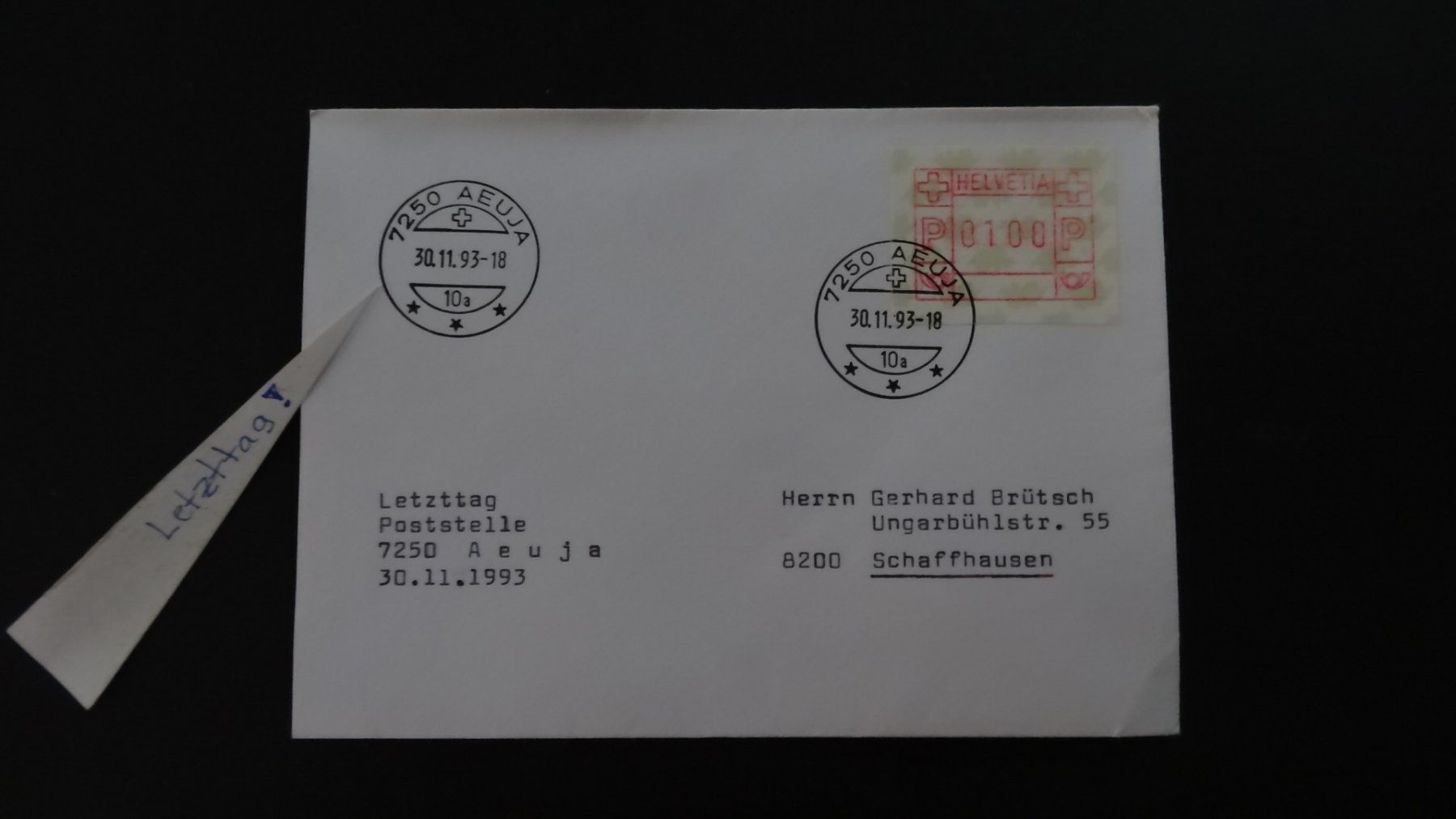 Tutti i francobolli: AEUJA/GR Letzttag sehr selten !!  30.11.93    38 – Usato da Anwil venduto da zuggi57