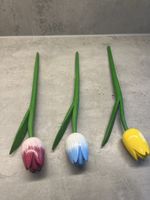 3 dekorative Holz-Tulpen – bunt