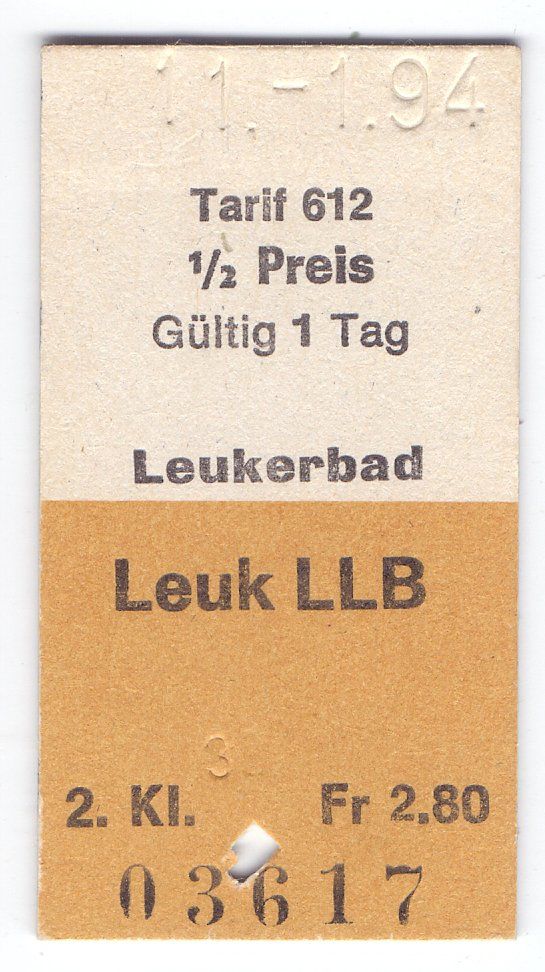 Biglietti: Billette Leukerbad - Leuk LLB – Usato da Langenthal venduto da Sammlungs_aus