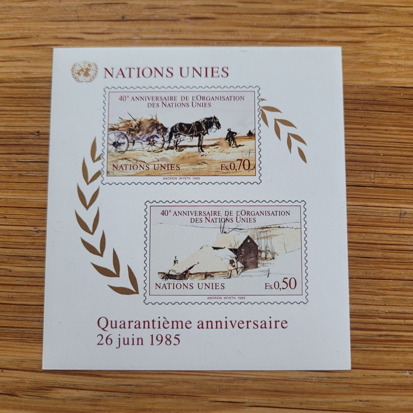 Tutti i francobolli: Kleinbogen UNO Nations Unies 1985 – Usato da Biel/Bienne venduto da Destockweb