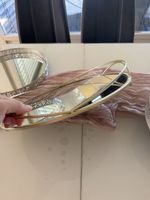 Dekotablett rund Spiegel Gold Metall guter Zustand