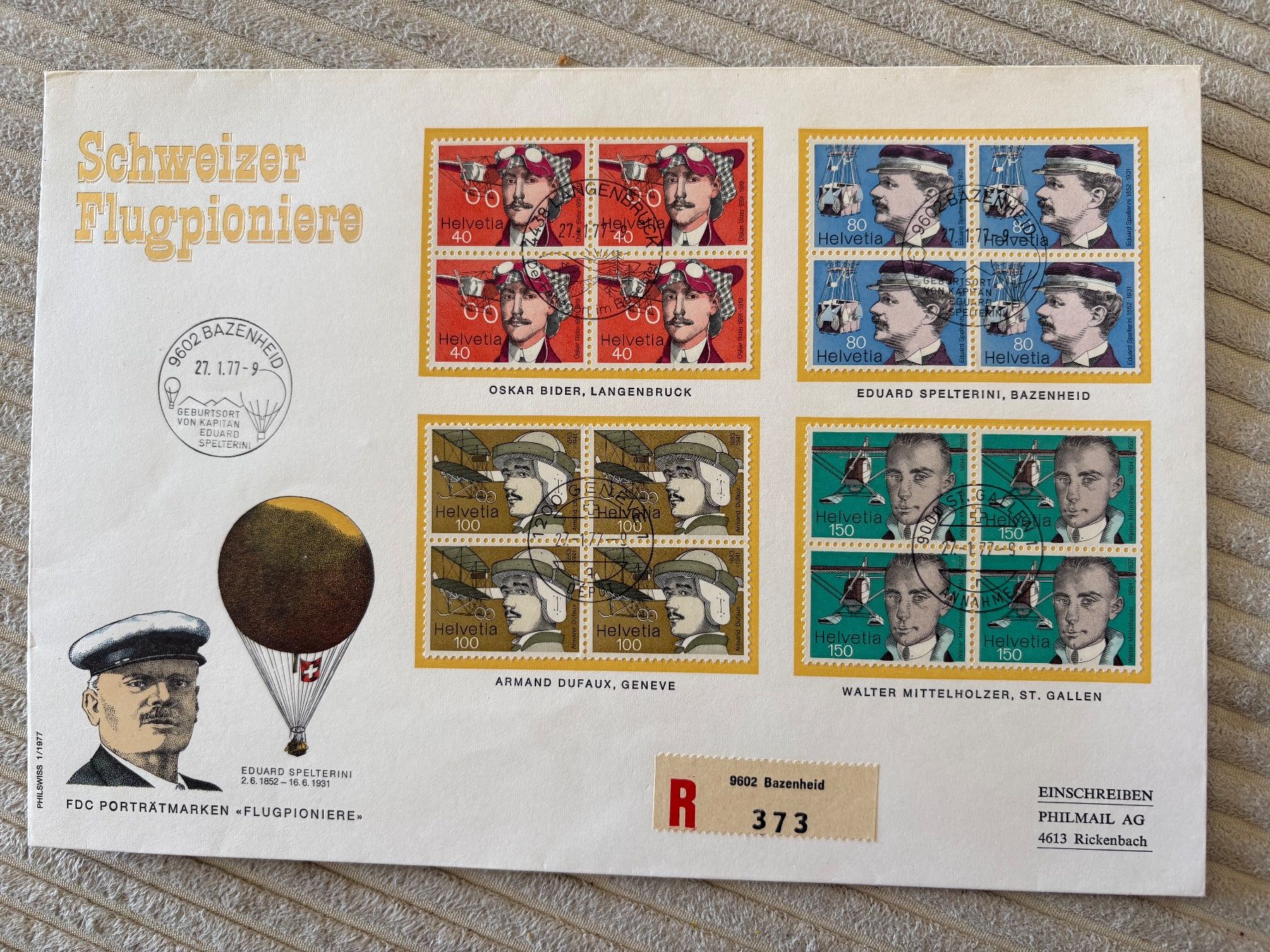 Tutti i francobolli: FDC 4er-Block 1977 / Grossformat – Usato da St-Légier-Chiésaz venduto da Theo006
