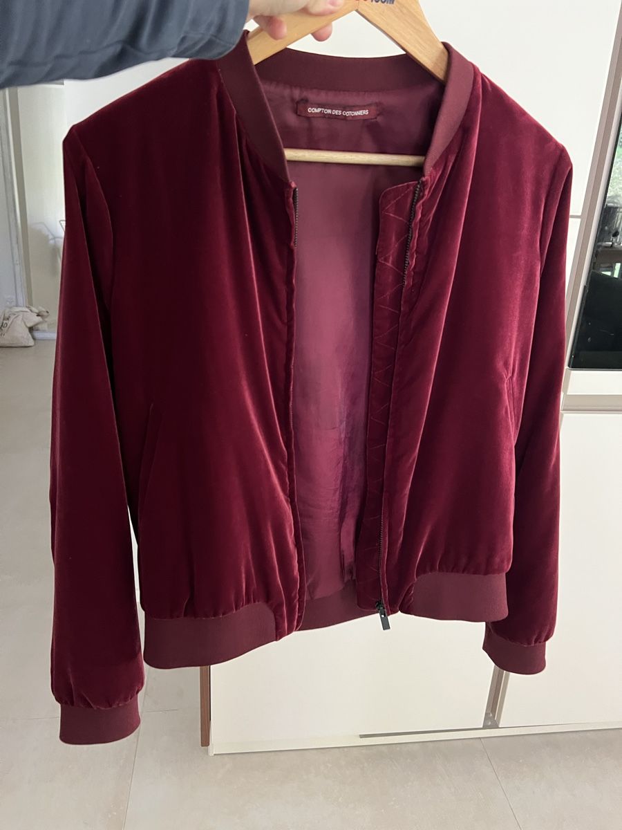 Comptoir des Cotonniers Giacche: Burgundy Velvet Bomber, S – Nuovo (secondo la descrizione) da Corsier GE venduto da Karol_save_planet 1