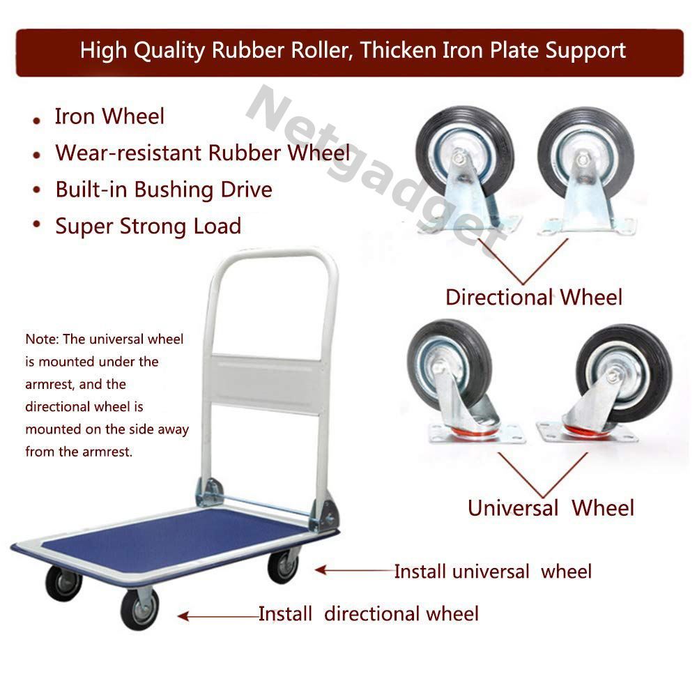 Carrelli di trasporto: Blauer Plattformwagen - Trolley 150Kg – Nuovo e nell'imballaggio originale da Yverdon-les-Bains venduto da Netgadget 3