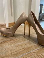 ZARA Elegante High Heels, Nude mit Gold, Grösse 36