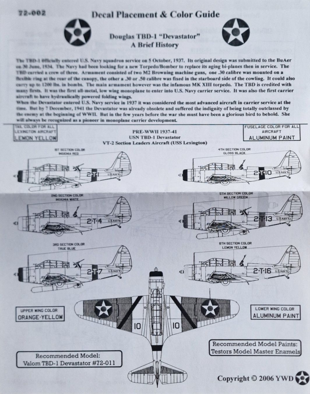 Sticker: Original Yellow Wings Decal  Aviatik TBD 1 Devast. 1/72 – Usato da Duggingen venduto da hammbe 1