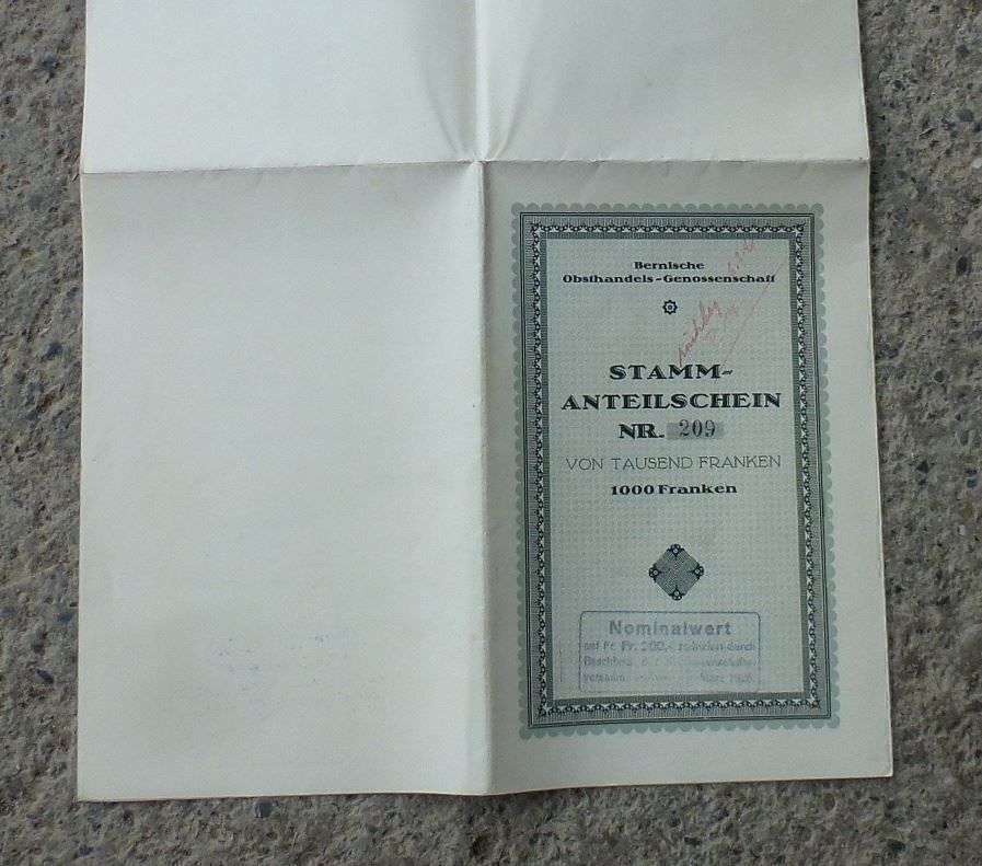 Documents: Bernische Obsthandels-Gesellschaft. – D'occasion à Walkringen par Casablanca777 4