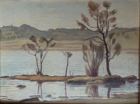 Dipinti: Greifensee-Bild, "Kleine Insel", gemalt von August Aeppli – Usato da Uster venduto da uhaldimann