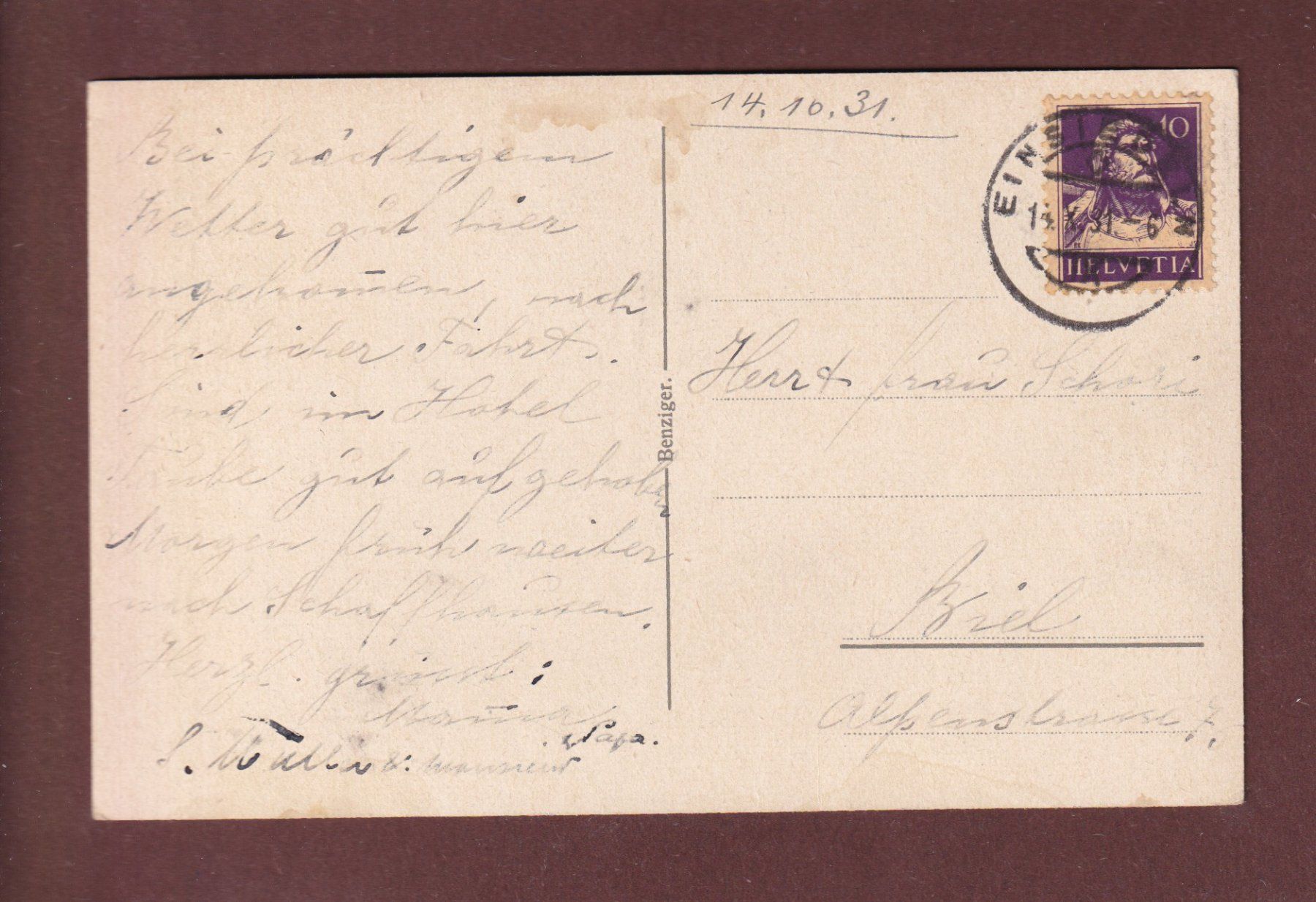 Cartoline postali: EINSIEDELN - 1931 – Usato da Pully venduto da nicecards-shop 1