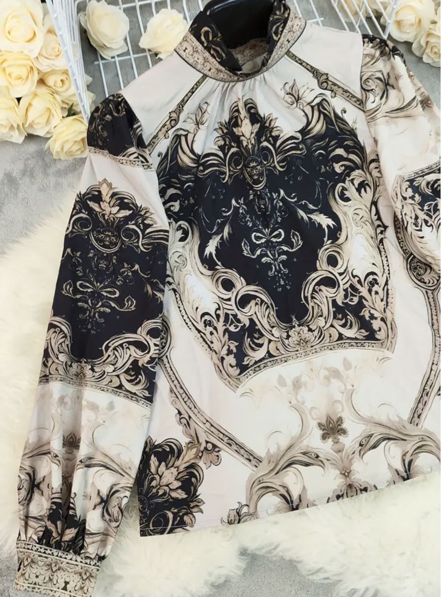 Camicette: Chic Camicia con gola alta-bell print per primavera – Nuovo e nell'imballaggio originale da Gordevio venduto da LanaZimm 4