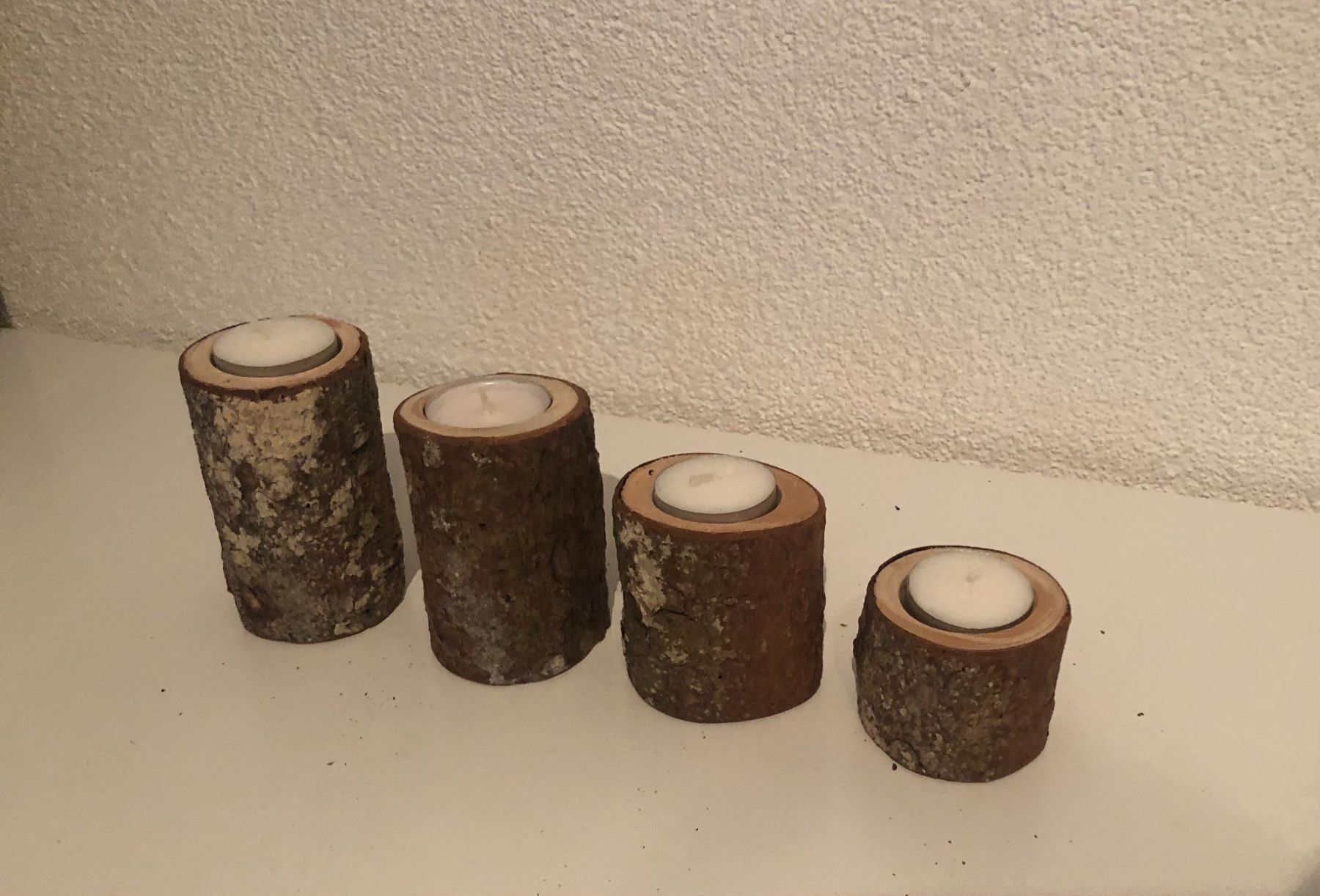 Articoli in legno: Teelichthalter aus Holz, 4er Set – Nuovo e nell'imballaggio originale da Rotkreuz venduto da Holzarbeit 1