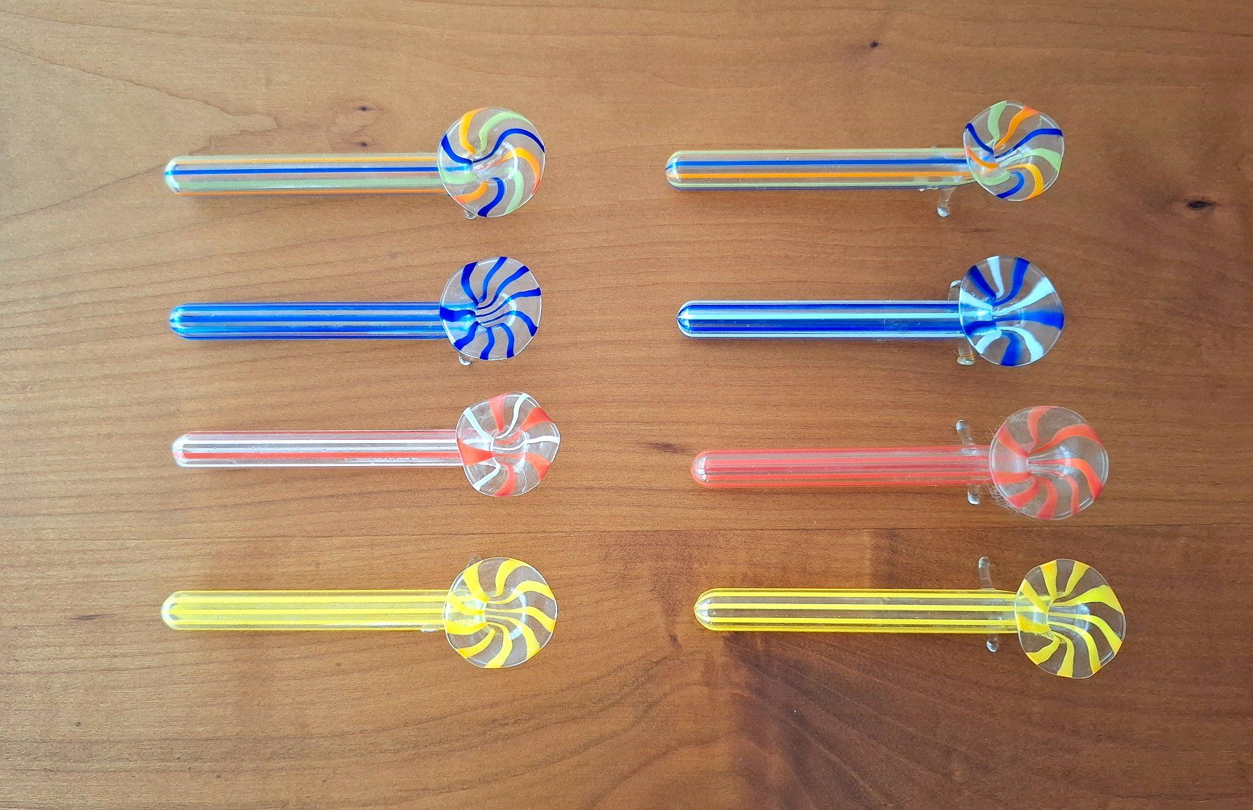 Verres: 8 ANTIKE MESSERBÄNKCHEN, FADENGLAS – D'occasion à Grüningen par Kartensammler